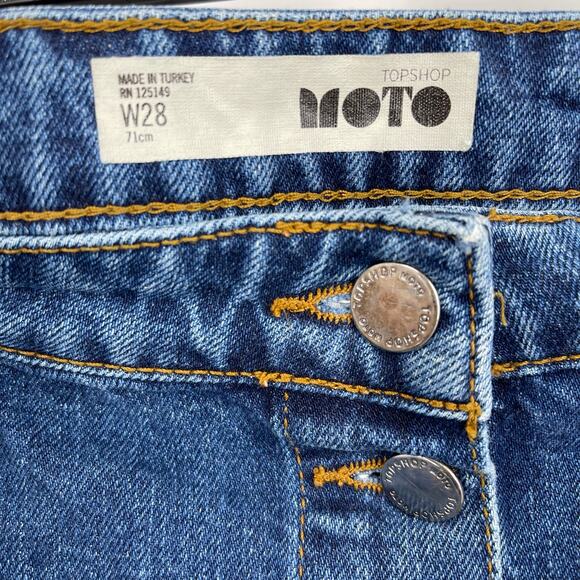 Moto Topshop Jean Mini Skirt Blue Size W28 - Picture 3 of 5